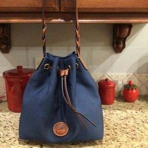 Downey & Bourke Navy Blue Nylon Drawstring Shoulder Bag